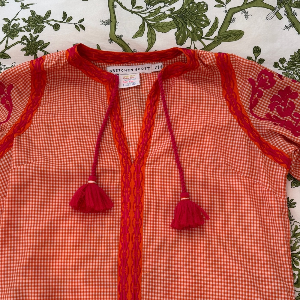 Gretchen Scott Designs Pink and Orange Gingham Dress